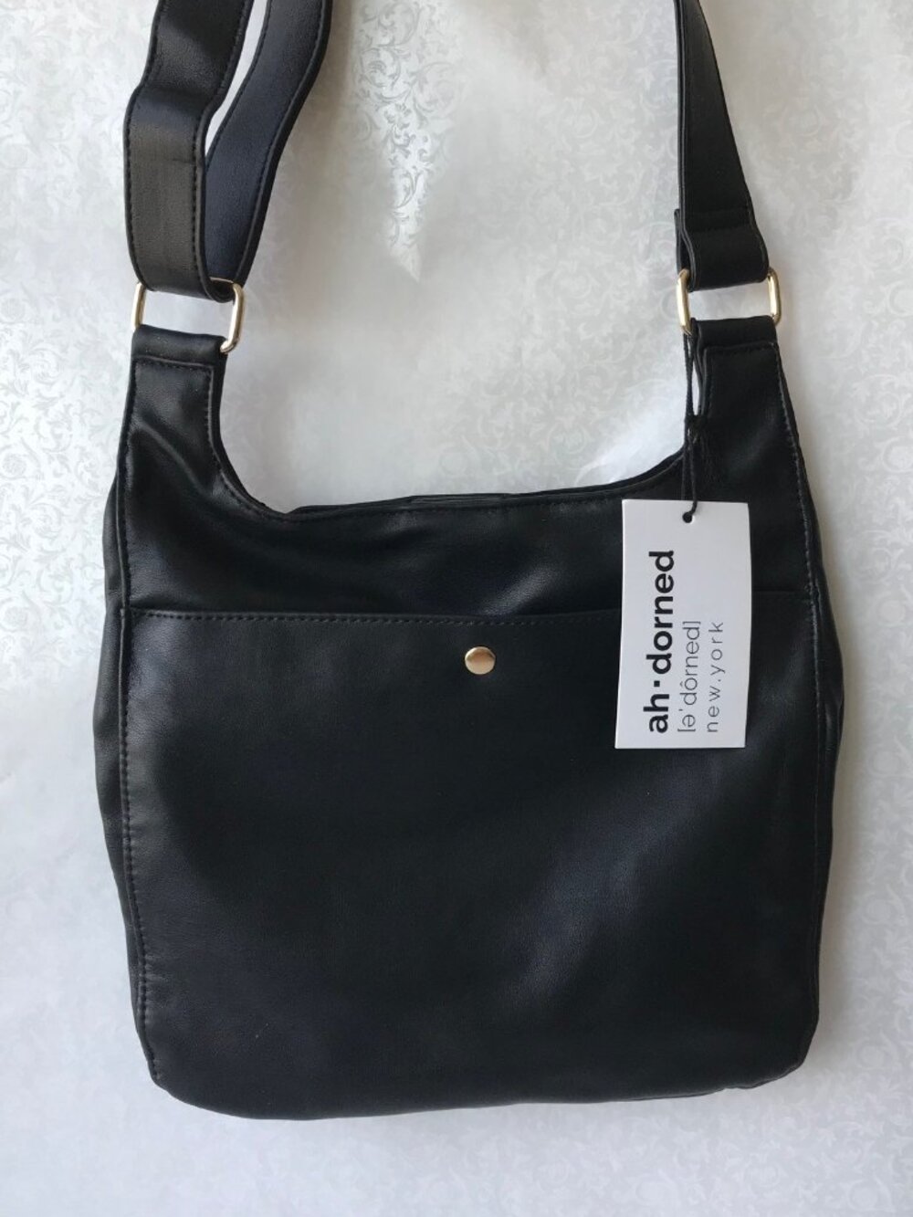 ahdorned messenger  Crossbody bag Black  vegan leather